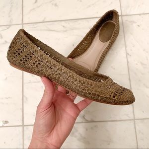 FRYE Emma Woven Leather Ballet Flat in Grey